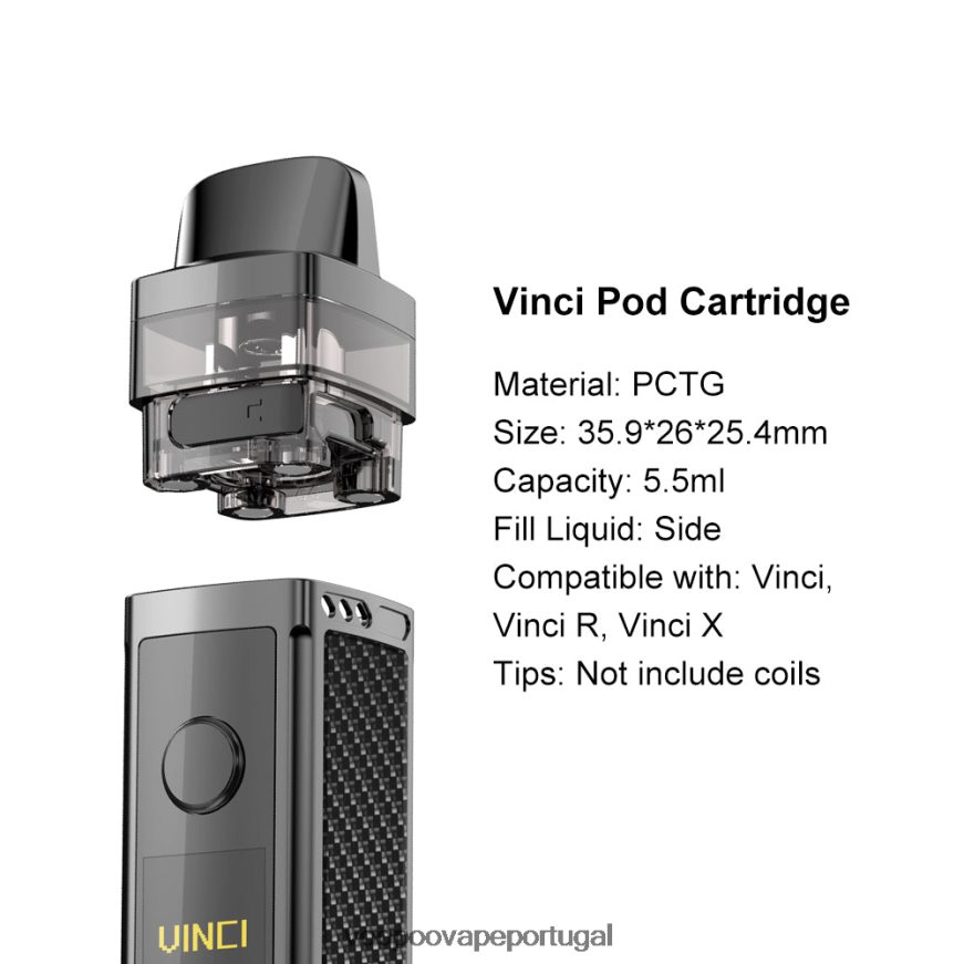 VOOPOO VINCI REPLACEMENT POD (2 unidades) - VOOPOO Vape Kits preto 2286NR554