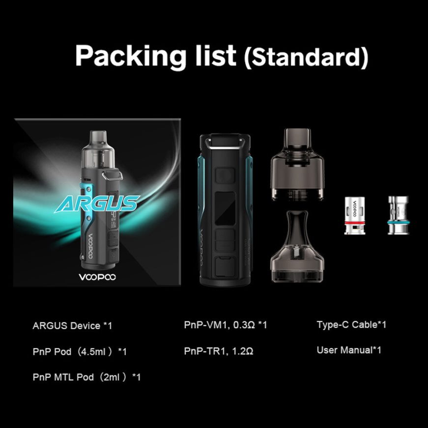 VOOPOO ARGUS kit mod pod - VOOPOO Vape Gene Portugal gasolina verde-prata 2286NR77
